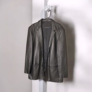 Large Black Leather Sport Coat